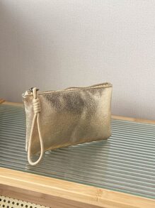 Minimalist Gold Colour Fashionable Wristlet - Gold - View 5