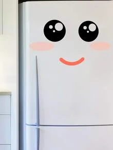 1pc Cartoon Cute Smiling Face Expression Label Pvc Sticker, Waterproof Refrigerator Sticker, Self Adhesive Wall Sticker For Storage Cabinet Decor - Multicolor - View 3