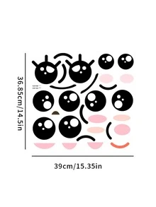 1pc Cartoon Cute Smiling Face Expression Label Pvc Sticker, Waterproof Refrigerator Sticker, Self Adhesive Wall Sticker For Storage Cabinet Decor - Multicolor - View 4