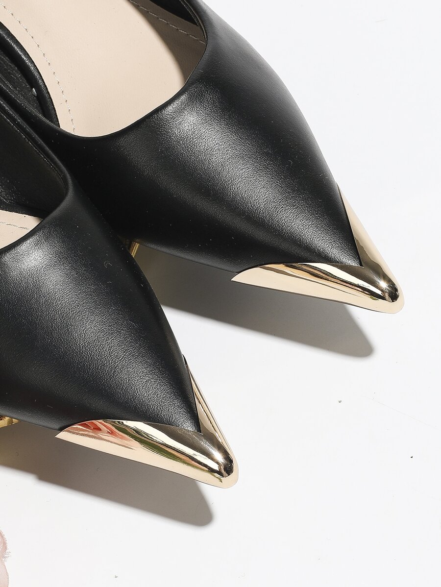 2pcs Pointed Shape Shoe Decorations, Stylish Shoe Decorations For Pumps - Gold - View 1