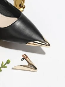 2pcs Pointed Shape Shoe Decorations, Stylish Shoe Decorations For Pumps - Gold - View 5