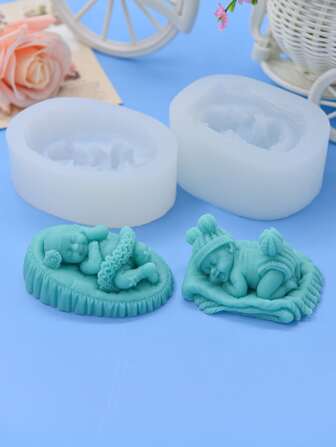 1pc Boy And Girl Baby Shape Silicone Mold For Diy Fondant Decoration