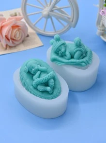 1个男孩女孩造型硅胶模具，用于DIY翻糖装饰 - 白色 - 查看 2