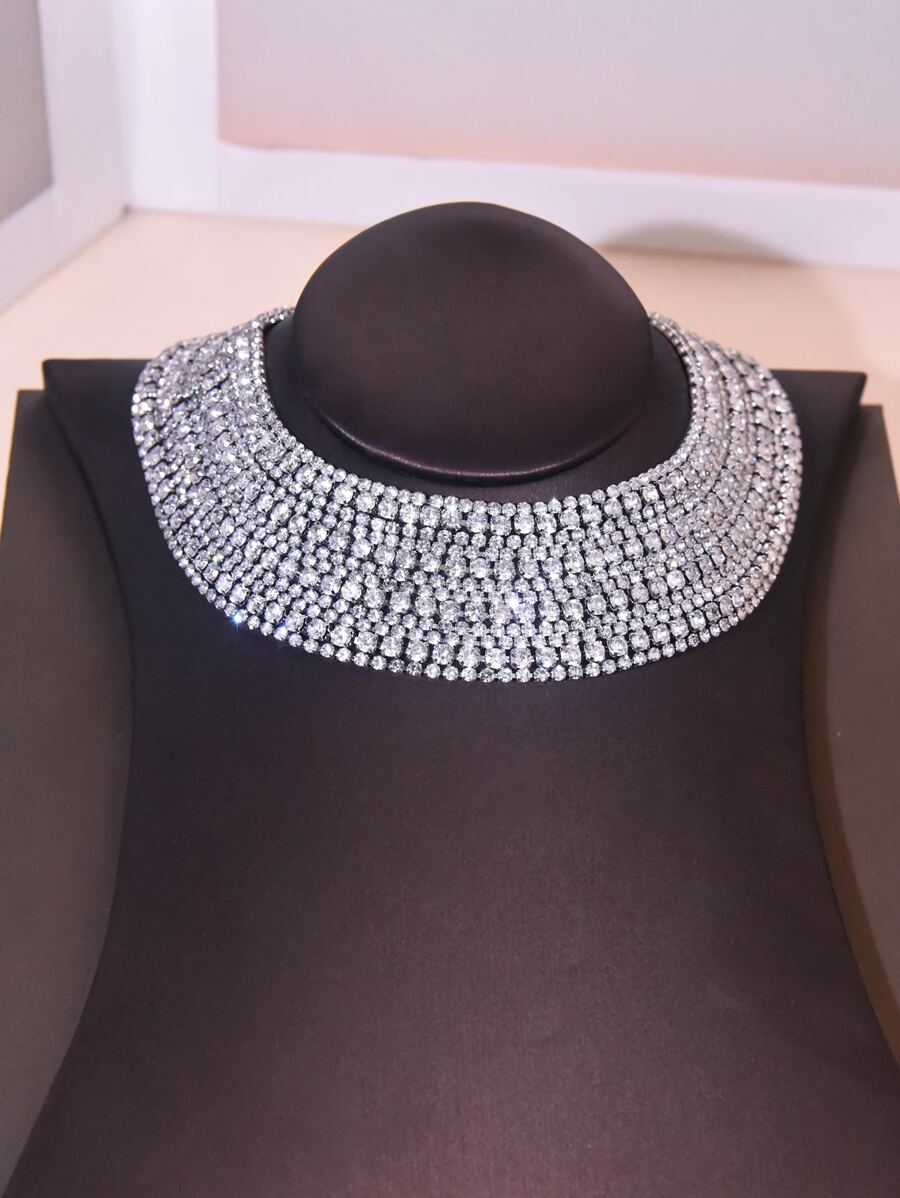 1pc Luxury Copper Rhinestone Decor Layered Chain Choker For Women For ...