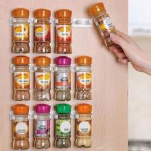 3入組/套PP壁掛式香料罐收納盒廚房用素色香料罐儲物夾 - 白色 - 查看 1