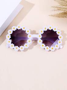 1 Miếng Giống cúc Kính râm Tròn Hoa Khung trang trí mặt trời Kính Món quà tốt nhất Dành cho Cô gái Và Con trai 3 Đến 10 Tuổi Cho bữa tiệc , bờ biển Và Sinh nhật Lễ ăn mừng - trắng - Xem 1