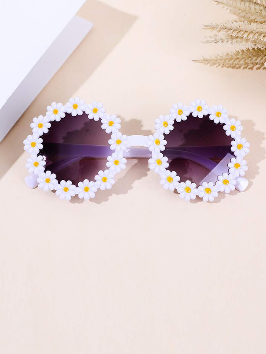 1 Miếng Giống cúc Kính râm Tròn Hoa Khung trang trí mặt trời Kính Món quà tốt nhất Dành cho Cô gái Và Con trai 3 Đến 10 Tuổi Cho bữa tiệc , bờ biển Và Sinh nhật Lễ ăn mừng - trắng - Xem 1