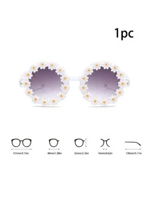 1 Miếng Giống cúc Kính râm Tròn Hoa Khung trang trí mặt trời Kính Món quà tốt nhất Dành cho Cô gái Và Con trai 3 Đến 10 Tuổi Cho bữa tiệc , bờ biển Và Sinh nhật Lễ ăn mừng - trắng - Xem 3
