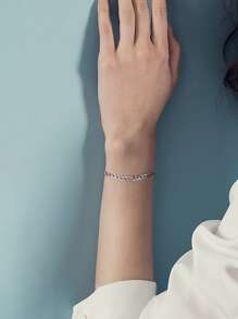 1 cái Thành thật 925 sterling bạc Vòng tay Duy nhất Kim cương Cắt Liên kết Chuỗi Người đàn ông NỮ Chuỗi tay Tuyệt đẹp Đồ trang sức Qủa tặng Đối với Tiệc sinh nhật Ngày kỷ niệm - Bạc - Xem 4