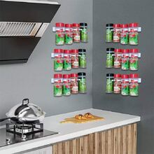 3入組/套PP壁掛式香料罐收納盒廚房用素色香料罐儲物夾 - 白色 - 查看 5