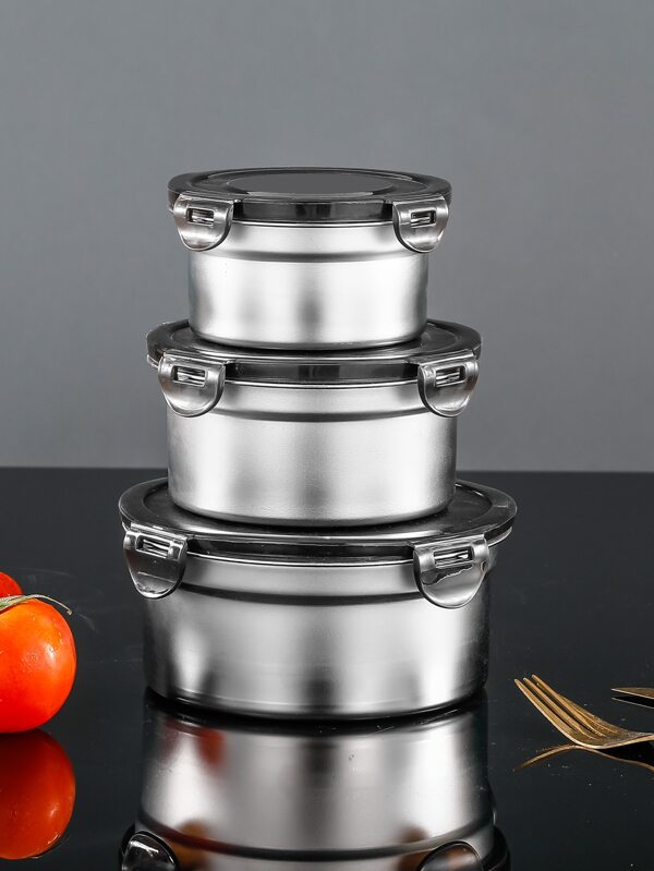 1 pièce En Acier Inoxydable Conteneur De Nourriture , Boîte De Rangement De Cuisine , Extérieur Conteneur Scellé