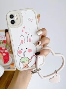 Cartoon Rabbit Phone Case With Heart Design Ring Wristband - Multicolor - View 1