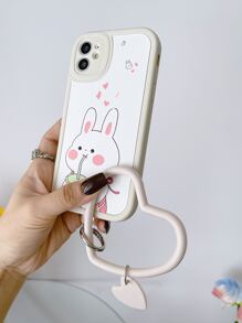 Cartoon Rabbit Phone Case With Heart Design Ring Wristband - Multicolor - View 4