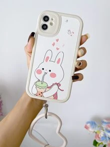 Cartoon Rabbit Phone Case With Heart Design Ring Wristband - Multicolor - View 3
