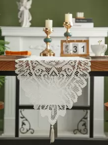1 pieza floral mesa Bandera vintage americano poliéster fibra cuadrado Tapete de mesa con con encaje , con bordado con de malla de tela , adecuado para casa Decoración como Vajilla mesa , TV Armario , café mesa
