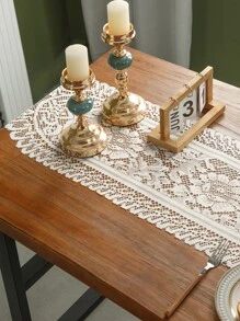 1 pieza floral mesa Bandera vintage americano poliéster fibra cuadrado Tapete de mesa con con encaje , con bordado con de malla de tela , adecuado para casa Decoración como Vajilla mesa , TV Armario , café mesa