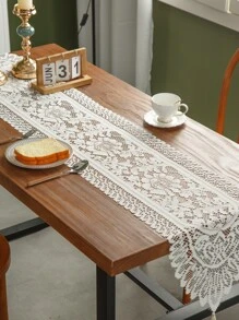 1 pieza floral mesa Bandera vintage americano poliéster fibra cuadrado Tapete de mesa con con encaje , con bordado con de malla de tela , adecuado para casa Decoración como Vajilla mesa , TV Armario , café mesa