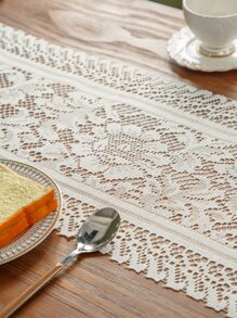 1 pieza floral mesa Bandera vintage americano poliéster fibra cuadrado Tapete de mesa con con encaje , con bordado con de malla de tela , adecuado para casa Decoración como Vajilla mesa , TV Armario , café mesa