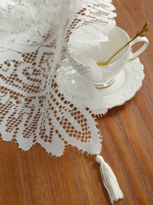 1 pieza floral mesa Bandera vintage americano poliéster fibra cuadrado Tapete de mesa con con encaje , con bordado con de malla de tela , adecuado para casa Decoración como Vajilla mesa , TV Armario , café mesa