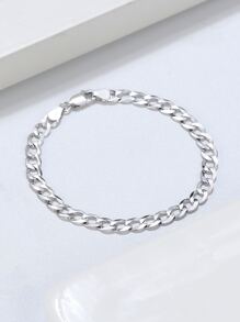 1 cái Thành thật 925 sterling bạc Vòng tay Duy nhất Kim cương Cắt Liên kết Chuỗi Người đàn ông NỮ Chuỗi tay Tuyệt đẹp Đồ trang sức Qủa tặng Đối với Tiệc sinh nhật Ngày kỷ niệm - Bạc - Xem 2