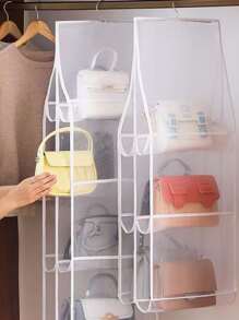 1入組口袋手提包收納懸掛收納多種圖層垂直節省空間家庭衣櫃壁櫥包支架 - 白色 - 查看 1