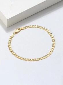 ORSA JEWELS 1 PC Genuine 925 Sterling Silver Chain Bracelet Unique Diamond-Cut Link Chain Design Gorgeous Jewelry Best Gift For Anniversary Day - Yellow Gold - View 2