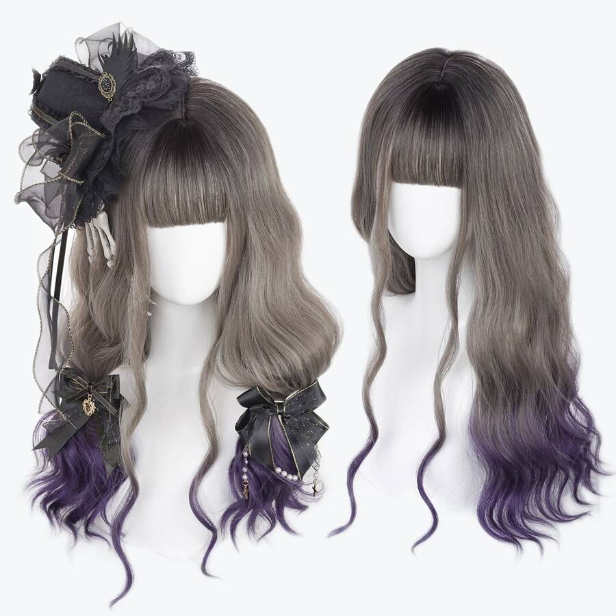 Bóng Dài Quăn Bộ tóc giả tổng hợp Cosplay Tóc mái - Lanh nâu - Xem 1