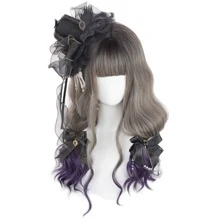 Bóng Dài Quăn Bộ tóc giả tổng hợp Cosplay Tóc mái - Lanh nâu - Xem 2