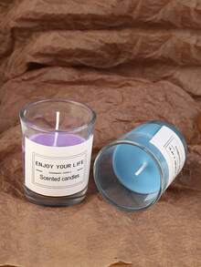 1入組隨機風格透明玻璃杯子香薰蠟燭適用於節日裝飾,派對用品 - 彩色 - 查看 3