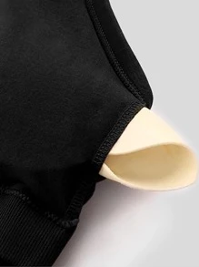 Ribbed Knit Sports Tank Top - Black - View 7