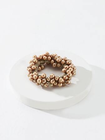 1 件女士简约百搭仿珍珠发带派对、圣诞节配饰