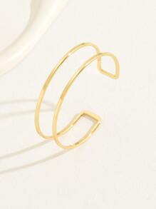 1入金色簡約十字開口手鐲，適用於派對、婚禮、假日、休閒外出、音樂節、新年派對和節日禮品