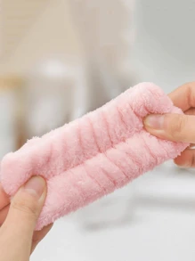 1 套毛巾布发带、海绵发夹、扭云发饰、洗脸头带、腕带、防潮套和护腕家居浴室装饰 - 粉色 - 查看 2