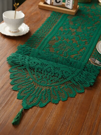 1pc Floral Tablecloth Retro Style Polyester Square Table Cover With Lace & Embroidery, Suitable For Dining Table Tv Cabinet Coffee Table And Other Home Decor