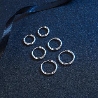316L 不鏽鋼環形耳環 8 毫米/10 毫米/12 毫米/14 毫米防過敏男女耳環