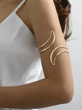 1pc Gold-Color Hollow Out Tail Shaped Bangle, Perfect For Summer Parties, Weddings, Holidays, Music Festivals, Back To School Season & Friends' Gifts