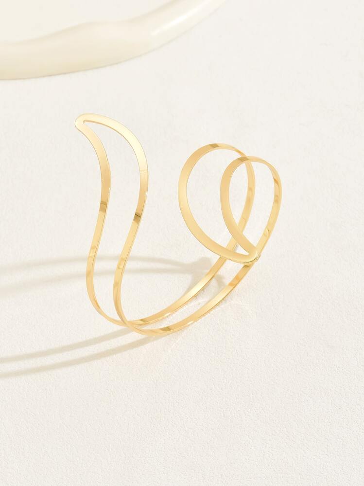 A Golden Hollow Shiny Tail Shape Opening Elegant Summer Party Party Prom Wedding Holiday Leisure Music Festival Graduation Season Day Gift Bracelet Jewelry - Yellow Gold - View 3