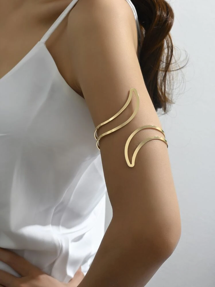 A Golden Hollow Shiny Tail Shape Opening Elegant Summer Party Party Prom Wedding Holiday Leisure Music Festival Graduation Season Day Gift Bracelet Jewelry - Yellow Gold - View 4