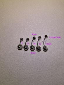 HENGKE 1入組不銹鋼雙頭水鑽肚臍環