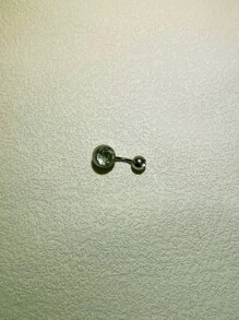 HENGKE 1入組不銹鋼雙頭水鑽肚臍環