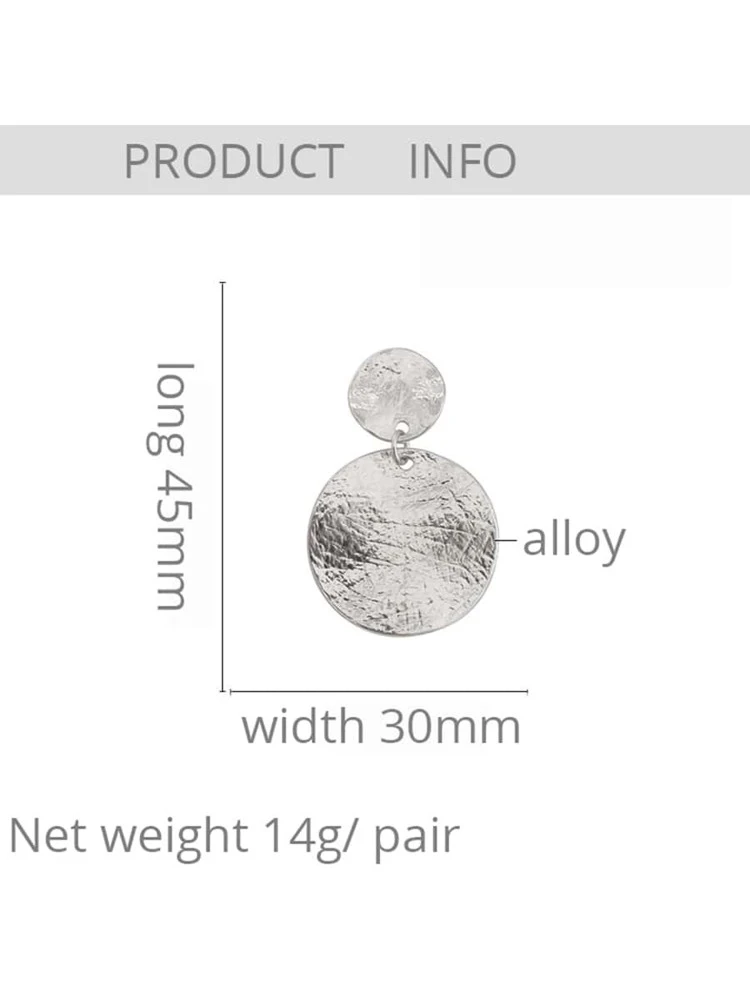 Asymmetric Texture Circular Pendant Clip-On Earrings