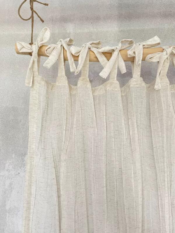 1pc Japanese Folk Wabi-sabi Style Crumpled Linen Texture Balcony/bedroom Voile Curtains