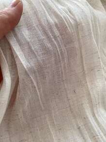 1入組日本民間風格起皺亚麻質感紋理薄紗窗簾 - 米色 - 查看 4