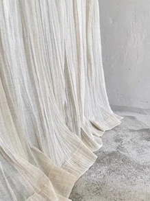 1入組日本民間風格起皺亚麻質感紋理薄紗窗簾 - 米色 - 查看 6