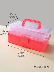 Three-layer Foldable Portable Makeup, Jewelry, Art Supplies Visible Storage Box - Baby Pink - View 2
