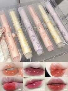 Gege Bear Set Of 6 Moisturizing Jelly Lipstick With Mirror Finish, Long Lasting, Non-Sticky, Easy-To-Apply, Flower And Honey Themed, Comes In Lipstick Shaped Box