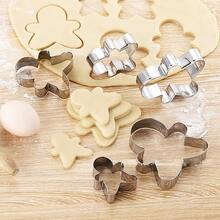 5入組/套不銹鋼薑餅人餅乾模具,可愛熊形狀餅乾切片機,聚合物粘土工具,廚房DIY烘焙工具