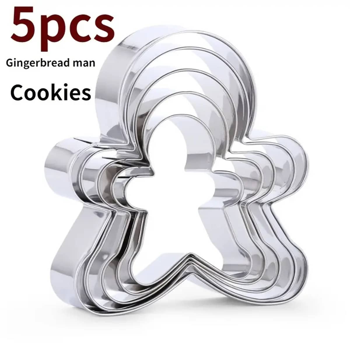 5入組/套不銹鋼薑餅人餅乾模具,可愛熊形狀餅乾切片機,聚合物粘土工具,廚房DIY烘焙工具