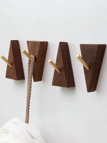 1入組木質香調三角形掛壁式鉤 - 咖啡棕 - 查看 1