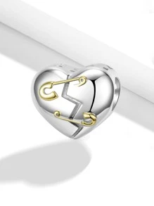 FOREVER QUEEN 別針修復破碎的心吊飾珠 925 純銀珠飾配方晶鋯石適合手鍊項鍊情人節聖誕節珠寶禮物女士女孩 - 銀色 - 查看 3